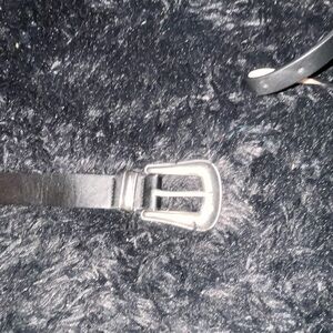 Women’s Silver and Black Leather Belt
